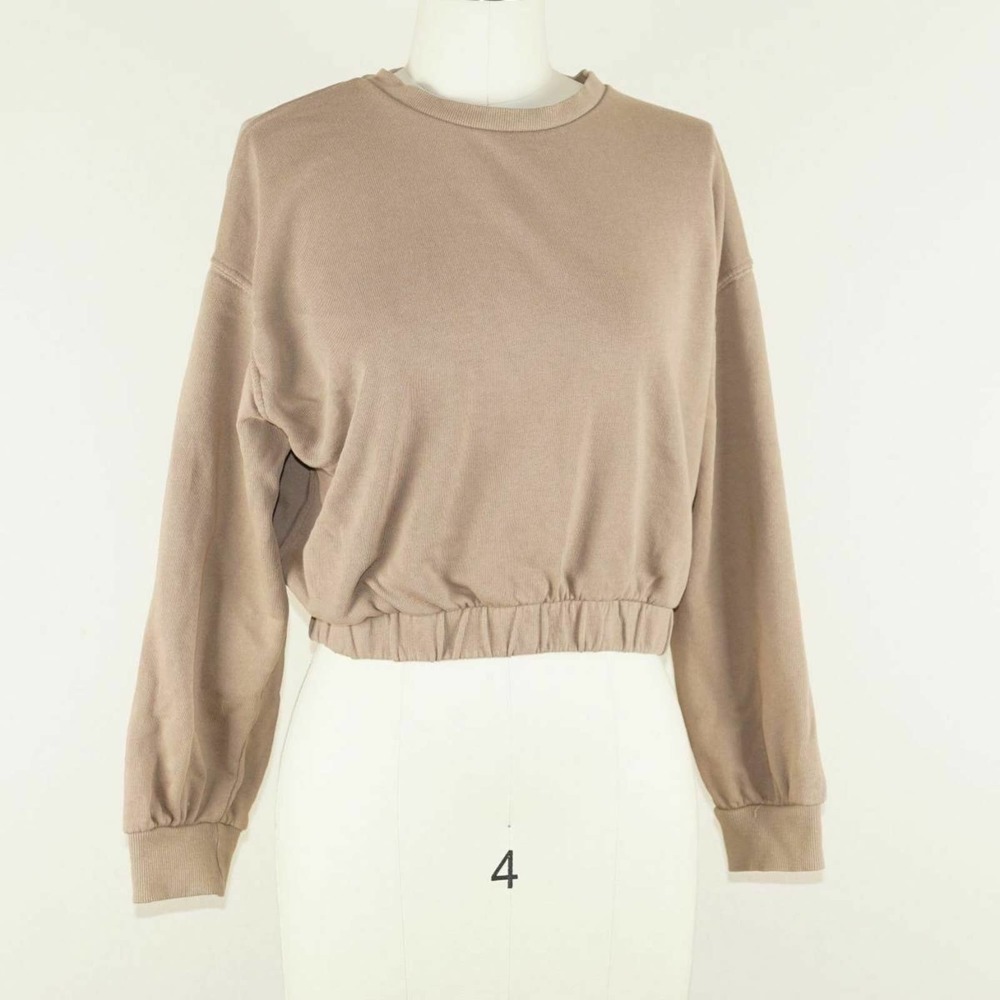 Zara Brown Boxy Cropped Sweatshirt Womens Sz L